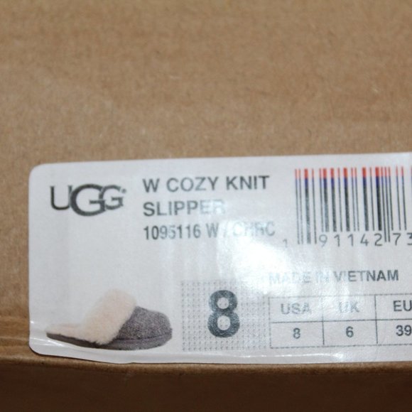 NEW UGG COZY KNIT SHEARLING SWEATER SLIPPERS GRAY - Picture 9 of 12